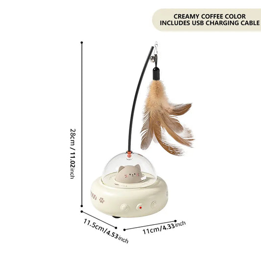 Automatic 2-In-1 Laser Feather Cat Toy - Interactive Rotating Indoor Play for Cats, Durable and Boredom Relief Solution