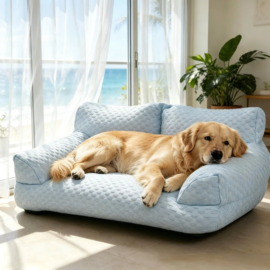Cooling Ice Bead Pet Sofa with 22℃ Cooling Fabric and Massage Bumps, Durable and Breathable Design for Small to Medium Dogs and Cats